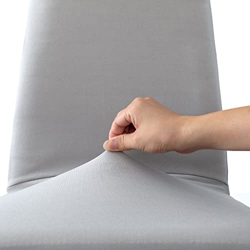 Poligino Fundas Sillas de Comedor Pack 6 Impermeable, Fundas para Sillas Elástica, Suave y Confortable, Gris Claro