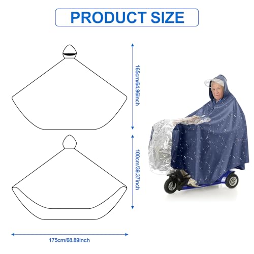 Poncho de lluvia para mobility scooter: protector de lluvia con capucha y panel transparente, impermeable para silla de ruedas, movilidad, vehículos eléctricos y actividades al aire libre