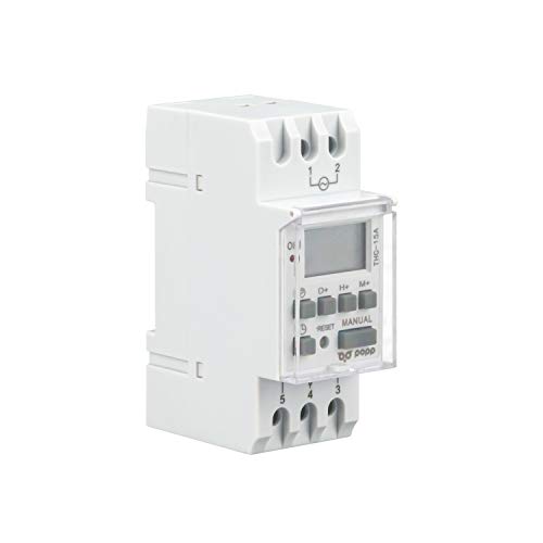 POPP® Electric Interruptor de relé de Tiempo programable semanal de Potencia LCD Digital THC15A 220V 16A