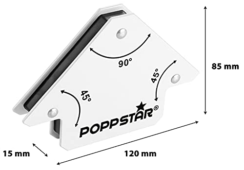 Poppstar Juego de escuadra magnetica para soldar (45°, 90°, 135°, 30°, 60°, 75°) 2 imanes soldadura pequeños, 2 en forma de flecha, 2 imanes grandes