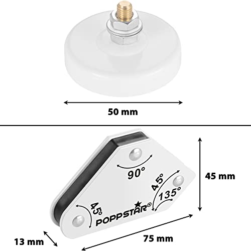 Poppstar Juego de mini accesorios de soldadura para pequeños trabajos de soldadura con 2x escuadra magnetica para soldar (45° 90° 135°), 1x masa magnética, mordaza c, alicates de presion