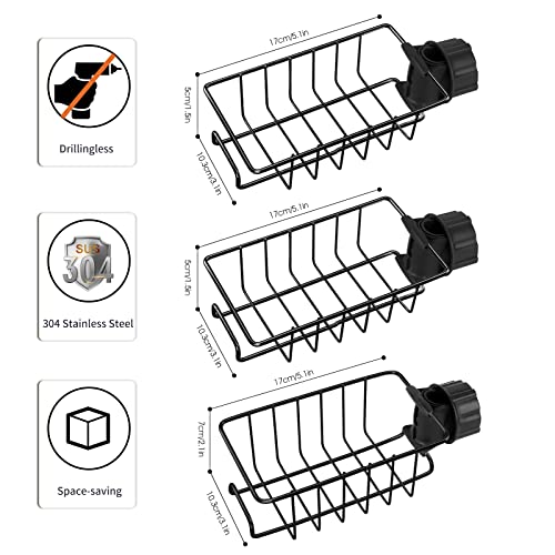 Poprkdre Bandeja para barra de ducha, 3 unidades, soporte para champú, bandeja de acero inoxidable, sin taladrar, de 18 a 27 mm, fácil montaje