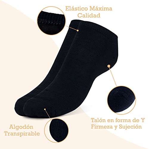 POPYS® 12 Pares Calcetines cortos Unisex de 200 hiladas | Calcetines cortos Hombre | Calcetines cortos Mujer | Calcetines tobilleros Mujer | Calcetines tobilleros Hombre | Tejido Fino