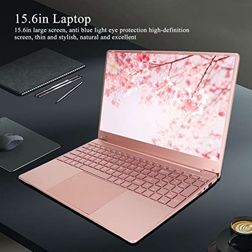 Portátil de 15,6 Pulgadas para CPU Intel N5095 con Teclado de Huellas Dactilares, Teclado Retroiluminado, Pantalla IPS, Batería de 6000 MAh que Dura 8 Horas, 12 GB de RAM, Portátil Rosa(12+256G)