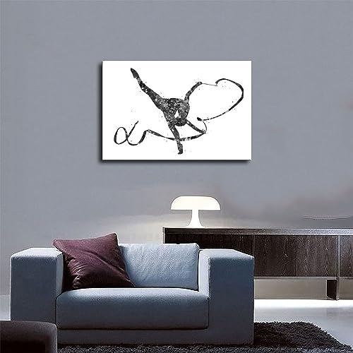 Póster de gimnasia rítmica artística en blanco y negro. Póster de lona para decoración de dormitorio, paisaje deportivo, decoración de oficina, habitación, regalo, sin marco: 12 x 18 pulgadas (30 x 45