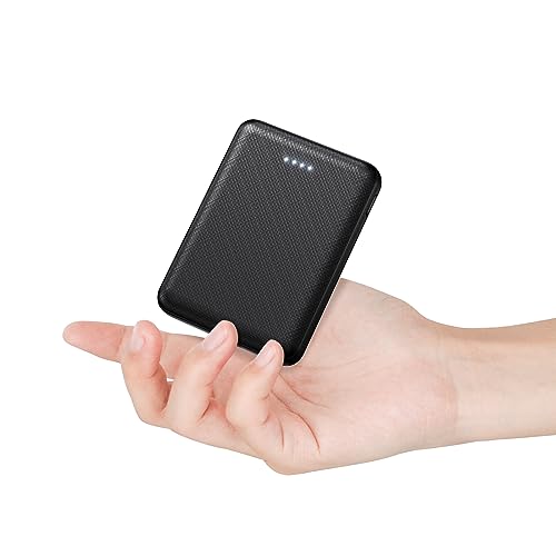 POSUGEAR PowerBank 10000mAh, Bateria Externa Movil, Cargador Portatil Mini, con 2 USB+1 TYPEC Salidas 3A, Compatible con iPhone, Samsung, Huawei, iPad, etc (Negro)