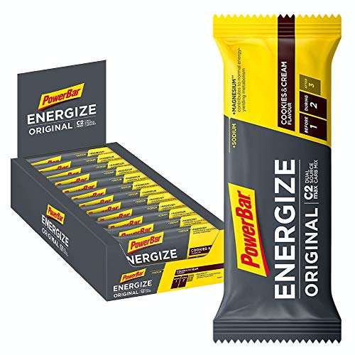 Powerbar Energize Original Cookies & Cream 15x55g - Barra de alta Energía de Carbono + C2MAX Magnesio y Sodio