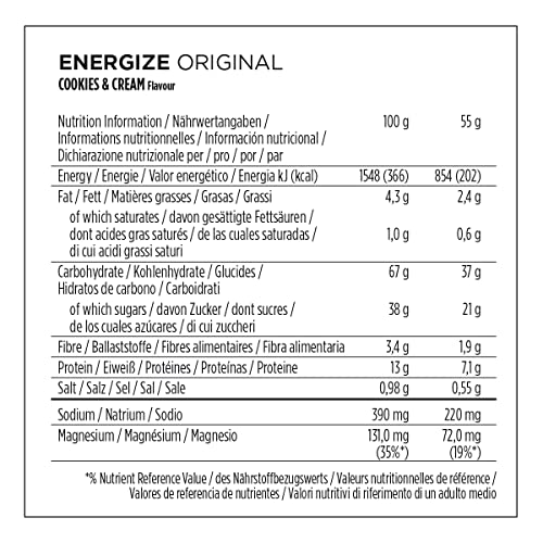 Powerbar Energize Original Cookies & Cream 15x55g - Barra de alta Energía de Carbono + C2MAX Magnesio y Sodio