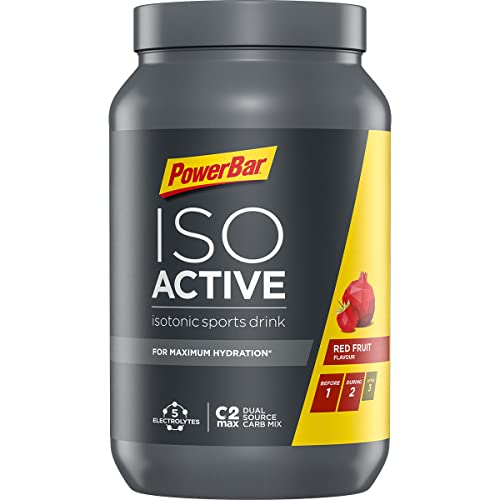 PowerBar Isoactive Red Fruit 1320 g - Bebida Deportiva Isotónica - 5 Electrolitos + C2MAX