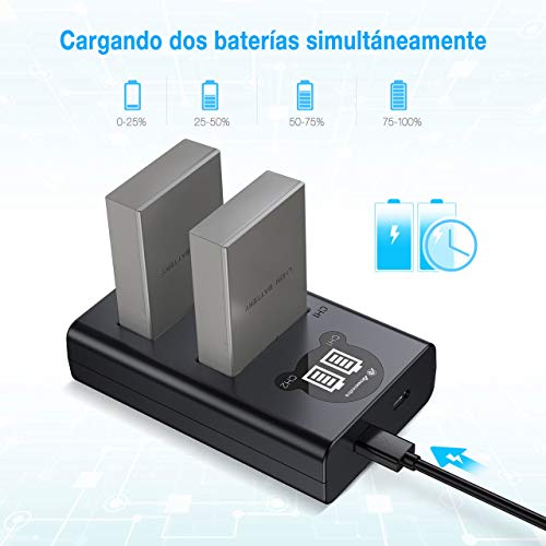 Powerextra Batería de Repuesto para Olympus BLS-5 BLS-50 con Cargador de Pantalla LCD para Olympus BLS-5 Olympus OM-D E-M10 Stylus 1 1s Pen E-PL2 E-PL3 E-PL5 E-PL6 E- PL7 E-PL8 E-PL9 E-P3 E-PM1 E-PM2