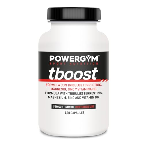 POWERGYM | Tboost 120 Cápsulas Potenciador muscular natural, mejora el crecimiento y recuperación muscular – Formula con tribulus terrestris, magnesio, zinc y vitamina B6