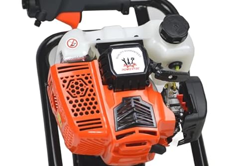 Powertec Pro RMED6500X - Taladro de tierra ahoyador de gasolina 65cc 3.8cv, motor 2 tiempos, con 2 brocas acero 100mm y 200mm, profundidad máxima 80cm