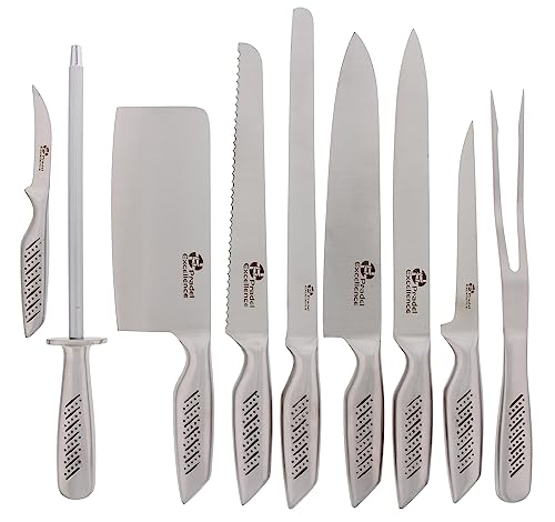 Pradel Excellence - Estuche con Juego de Cuchillos de Cocina de Acero Inoxidable, 9 Piezas