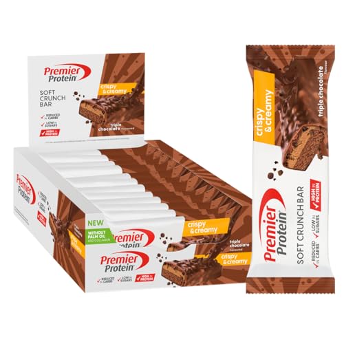 Premier Protein Soft Crunch Bar Triple Chocolate 12x45g - Bajo en azúcar + Bajo en carbohidratos + Sin aceite de palma