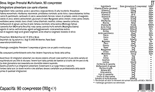 PremiumVital, Deva, Multivitamínico y Mineral Prenatal Vegano, 90 Comprimidos veganos, con Práctico Pastillero, Testado en Laboratorio, Sin Gluten, Sin Soja, Vegetariano, No GMO