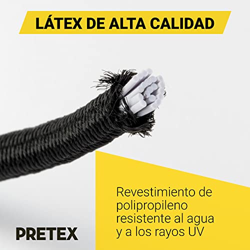 PRETEX Tensores Elasticos con Bola - Set de 25 x 23cm de Gomas Tensoras Universales con Bolas - Resistentes Lona de Piscina, Acampar y Atar Banderas - Negro