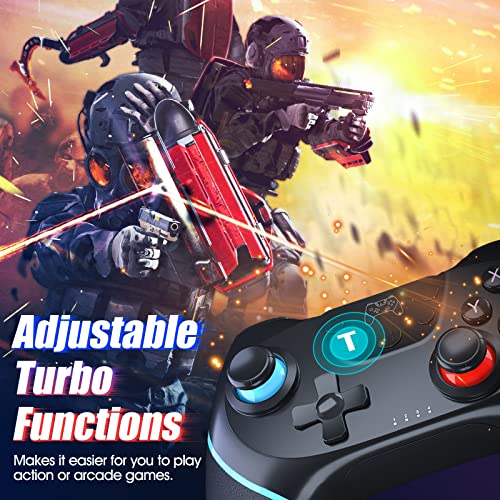 Primajor Mando Inalámbrico para Nintendo Switch/Lite, Mando Switch pro apoya dualshock, Turbo y Giroscopio con Cable de Carga