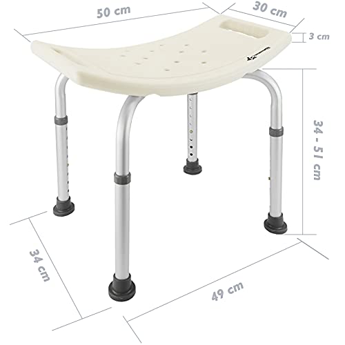 PrimeMatik - Taburete de Ducha ergonómico Antideslizante Regulable en Altura para baño