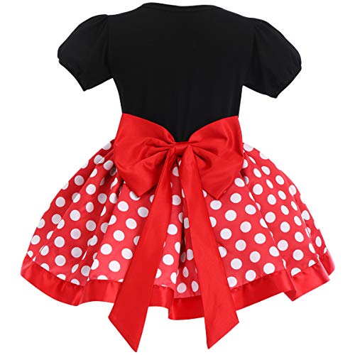 Princesa Disfraz de Minnie para Bebé Niña Navidad de los Lunares del Vestido del Tutú de Tul Cumpleaños Fantasía Infantiles Vestido Carnaval Bautizo Ballet Baile con Diadema Rojo + Negro 02 2-3 Años