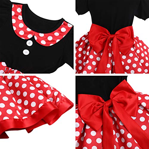 Princesa Disfraz de Minnie para Bebé Niña Navidad de los Lunares del Vestido del Tutú de Tul Cumpleaños Fantasía Infantiles Vestido Carnaval Bautizo Ballet Baile con Diadema Rojo + Negro 02 2-3 Años