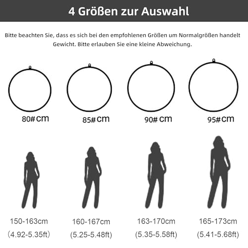 PRIOR FITNESS Juego de aros aéreos de alta calidad, 90 cm/95 cm, con diseño de lira aérea, probado con fuerza de 200 kg/500 kg, anillo de círculo de danza aérea para yoga, acrobatics