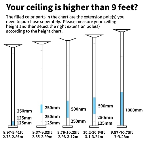 PRIOR FITNESS Pole Dance - Tubo de extensión de 250 mm, color plateado