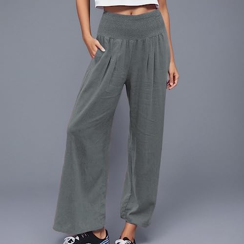 Pro Mujer Pantalones Cortos Pantalones Cortos Sólido Sexy Color Pantalones anchos Cintura Alta Mujer Pierna Holgada Mujer Pantalones Casual Pantalones Cortos Señoras Verano Elegante, gris, M