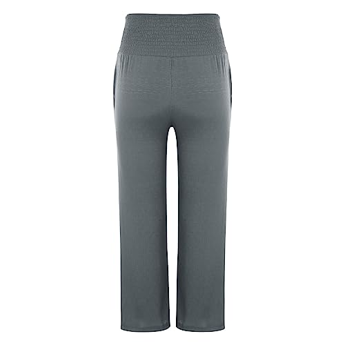 Pro Mujer Pantalones Cortos Pantalones Cortos Sólido Sexy Color Pantalones anchos Cintura Alta Mujer Pierna Holgada Mujer Pantalones Casual Pantalones Cortos Señoras Verano Elegante, gris, M