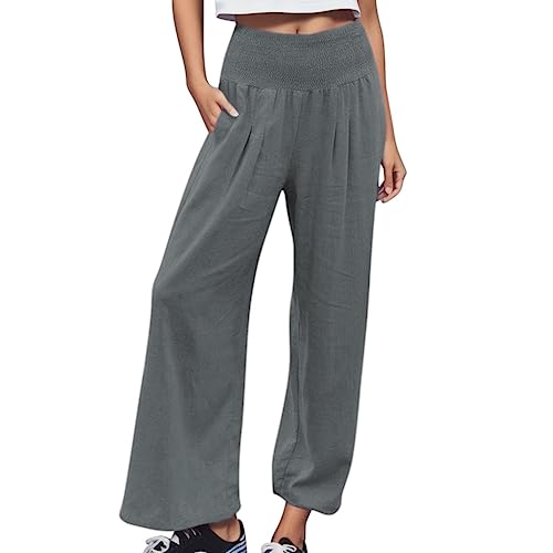 Pro Mujer Pantalones Cortos Pantalones Cortos Sólido Sexy Color Pantalones anchos Cintura Alta Mujer Pierna Holgada Mujer Pantalones Casual Pantalones Cortos Señoras Verano Elegante, gris, M