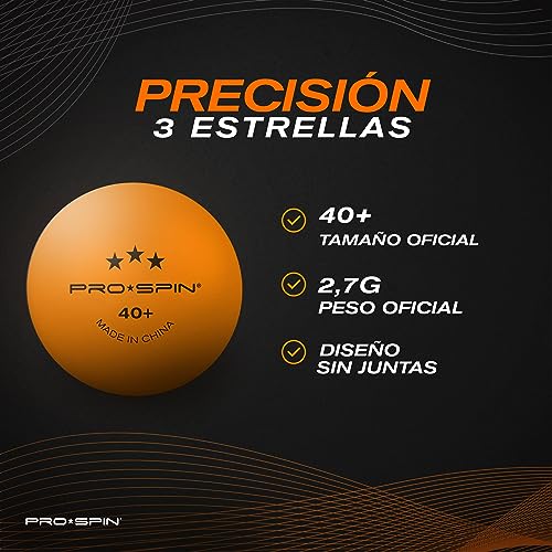 PRO SPIN Pelotas de Ping Pong - Naranja - Pelotas 3 * 40+ (Pack de 24) para Tenis de Mesa | Pelotas ABS de Alto Rendimiento y Durabilidad para Mesa de Ping Pong Interior/Exterior, Competición