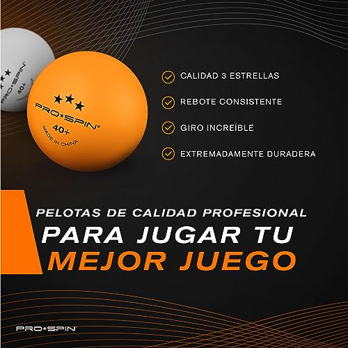 PRO SPIN Pelotas de Ping Pong - Naranja - Pelotas 3 * 40+ (Pack de 24) para Tenis de Mesa | Pelotas ABS de Alto Rendimiento y Durabilidad para Mesa de Ping Pong Interior/Exterior, Competición