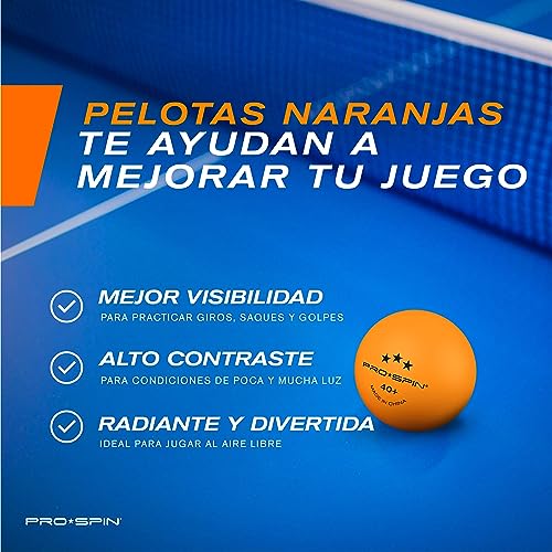 PRO SPIN Pelotas de Ping Pong - Naranja - Pelotas 3 * 40+ (Pack de 24) para Tenis de Mesa | Pelotas ABS de Alto Rendimiento y Durabilidad para Mesa de Ping Pong Interior/Exterior, Competición