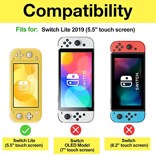 Procase Funda Protectora para Nintendo Switch Lite con 2 Protectores de Pantalla Vidrio Templado, Estuche con Tapa Antiarañazos de Cubierta Suave y Delgada para Nintendo Switch Lite 2019 - Gris