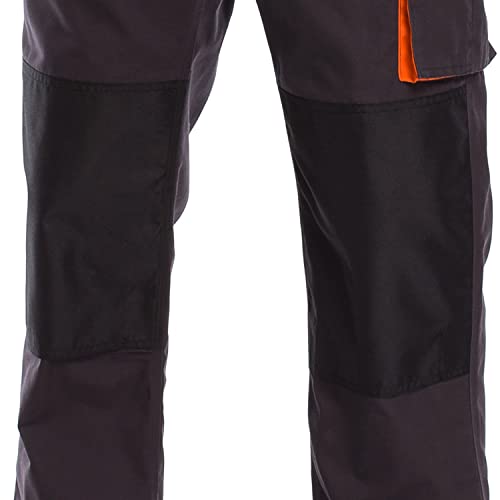 PROCERA Peto para hombre, peto para hombre, pantalones de trabajo, 11 bolsillos funcionales, peto de trabajo para hombre, pantalones largos para trabajar con bolsillos en las rodillas, color: gris y