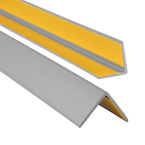 ProfiPVC Perfil angular de PVC 35x35mm - ángulo pvc, autoadhesivo listón de plástico, protección de esquinas y bordes, esquina de gomma para cantos - cantonera protector, Gris, 200cm