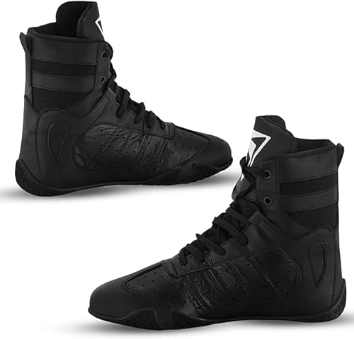 Profirst Global 8011 Zapatos de Boxeo Zapatos de Lucha Libre Kick Boxing Sparring Boxers Entrenadores Artes Marciales Zapatos Transpirables (Negro, 44)