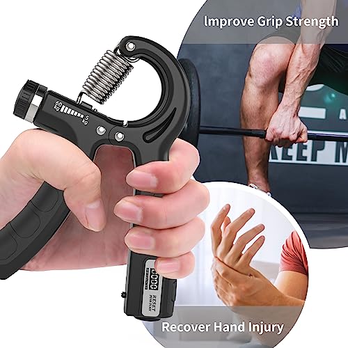 PROIRON Hand Grip, Ejercitador de Manos Ajustable de 5-60kg, con Contador, Fortalecedores de Mano para Entrenar el Agarre, la Fuerza de Los Dedos, la Muñeca, el Antebrazos Fortalecer, Negro