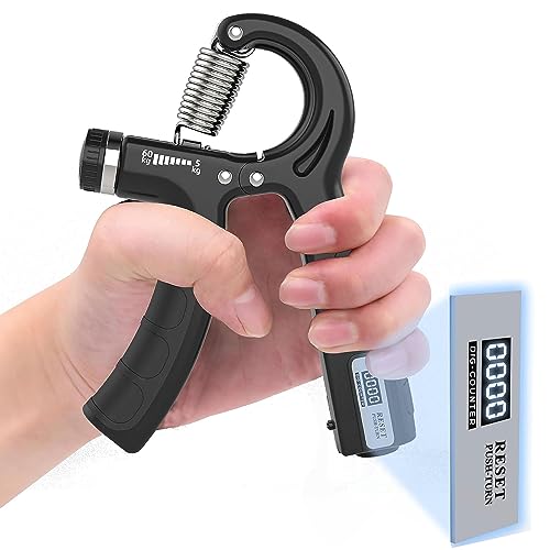 PROIRON Hand Grip, Ejercitador de Manos Ajustable de 5-60kg, con Contador, Fortalecedores de Mano para Entrenar el Agarre, la Fuerza de Los Dedos, la Muñeca, el Antebrazos Fortalecer, Negro