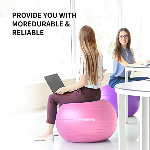 PROIRON Pelota de Pilates 55cm- Fitball Anti-Burst Pelota de Ejercicio,Yoga, Fitness, incluidos Bomba (Rosa)