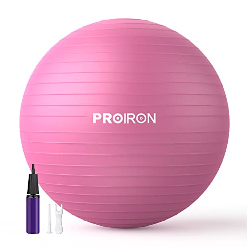 PROIRON Pelota de Pilates 55cm- Fitball Anti-Burst Pelota de Ejercicio,Yoga, Fitness, incluidos Bomba (Rosa)