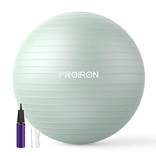 PROIRON, Pelota de Pilates, Fitness, Yoga, Embarazo, Deporte, Fitball para Ejercicios Gimnasia, Verde 55cm, Anti-pinchazos, Incluye Inflador