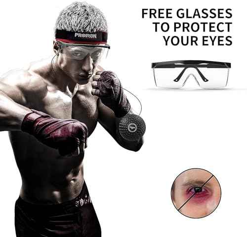 PROIRON Pelota de Reflejo Boxeo, Velocidad de ReaccióN Y CoordinacióN Mano-Ojo Entrenamiento Boxing Reflex Ball Set con Gafas para NiñOs Y Adulto