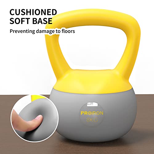 PROIRON Pesa Rusa Blandas de 8kg, Kettlebell con Mango Antideslizante Relleno de Arena de Hierro para Ejercicios y Entrenamientos en Casa y Gimnasio