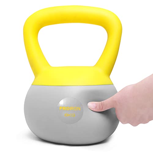 PROIRON Pesa Rusa Blandas de 8kg, Kettlebell con Mango Antideslizante Relleno de Arena de Hierro para Ejercicios y Entrenamientos en Casa y Gimnasio