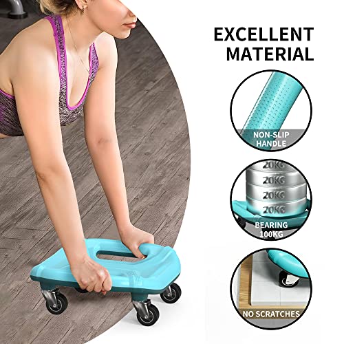 PROIRON Rueda Abdominal, 4 Ruedas Ejercitador Abdominal Placa Deslizante Multifunción, con Alfombrilla para Rodillas, para Ejercicio Abdominales en Casa y Gimnasio, Azul