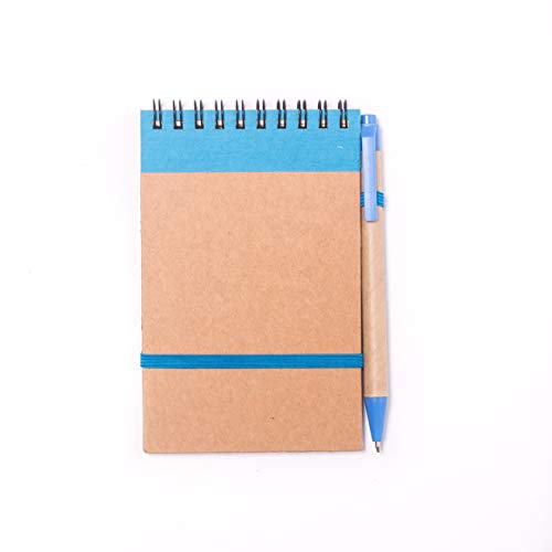 Projects Mini bloc de notas con bolígrafo azul, cuaderno pequeño rayado con banda elástica, encuadernación con espiral, bolígrafo, Bullet Journal, carpeta de anillas, papel de 80 g/m², 70 páginas