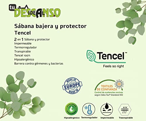 Protector de colchón 150 Tencel Impermeable y Transpirable Color Blanco (150x190 cm)