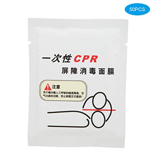 Protector Facial para RCP, Protector Facial Desechable Ligero Portátil para Respiración Bucal, 50 Unidades/Caja, Universal para Entrenamiento de RCP