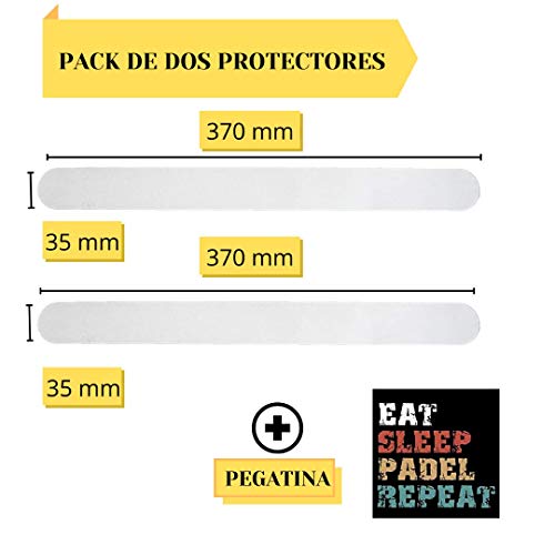 Protector para Pala de Padel Transparente Pack de Dos Unidades Protectores + Pegatina de Padel - Protector Pala Padel Transparente con Acabado Rugoso para Mayor Proteccion 35 x 370 mm