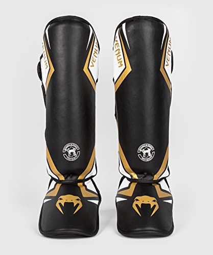 Protector Tibias Venum Contender 2.0 - Negro/Blanco/Oro - M